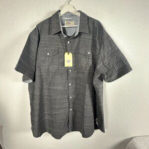 Free Planet Mens 3X Big & Tall Black/Gray Short-Sleeve Button-Up Shirt New $56